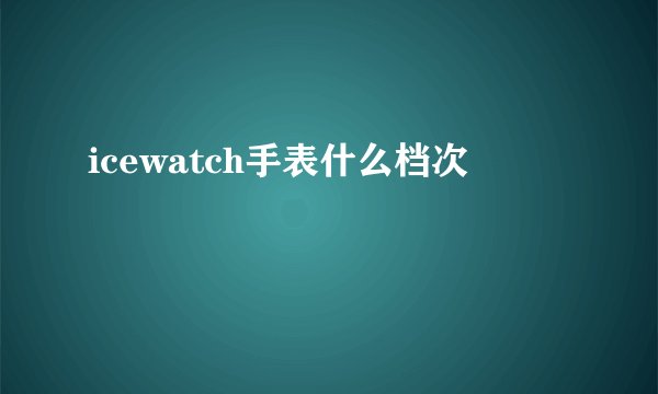 icewatch手表什么档次