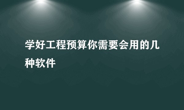 学好工程预算你需要会用的几种软件