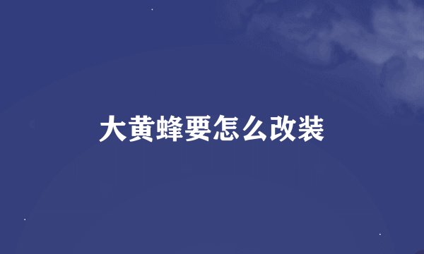 大黄蜂要怎么改装
