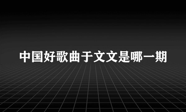 中国好歌曲于文文是哪一期