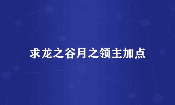 求龙之谷月之领主加点