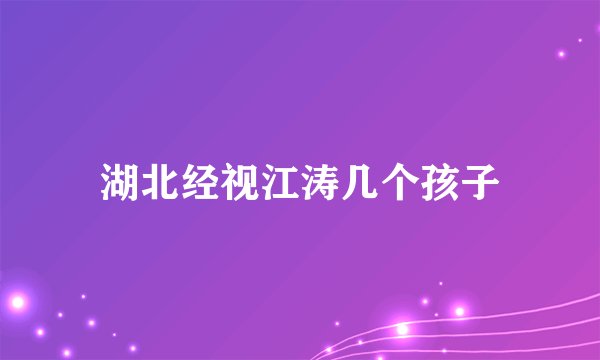 湖北经视江涛几个孩子