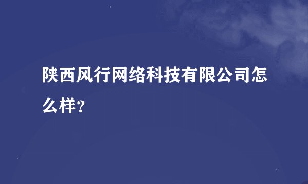 陕西风行网络科技有限公司怎么样？
