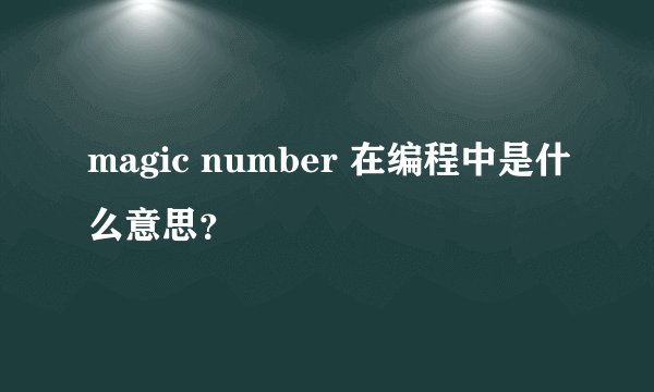 magic number 在编程中是什么意思？