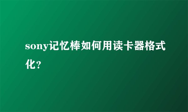 sony记忆棒如何用读卡器格式化？