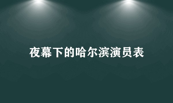 夜幕下的哈尔滨演员表