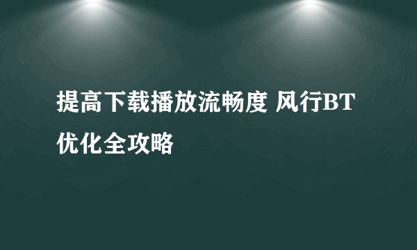 提高下载播放流畅度 风行BT优化全攻略