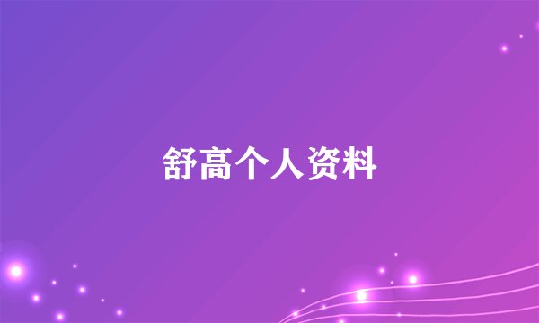 舒高个人资料
