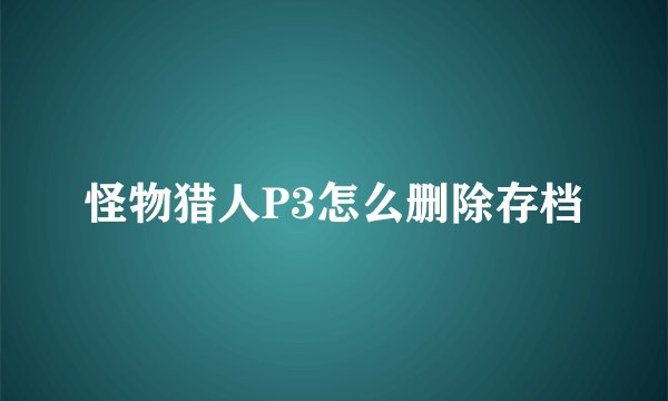 怪物猎人P3怎么删除存档