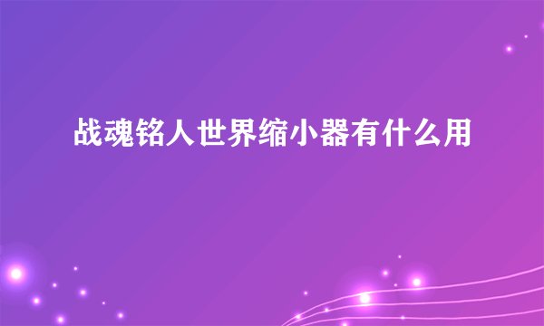 战魂铭人世界缩小器有什么用