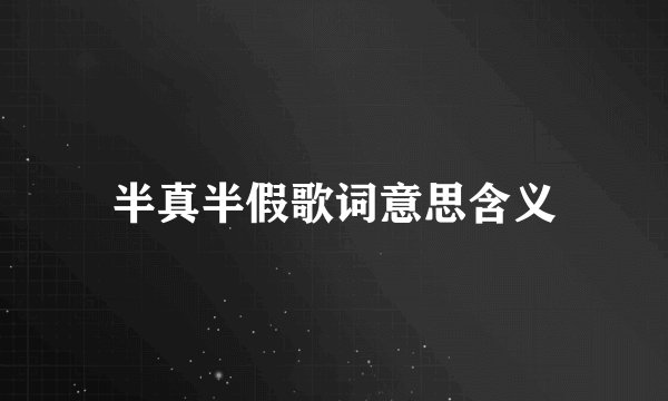 半真半假歌词意思含义