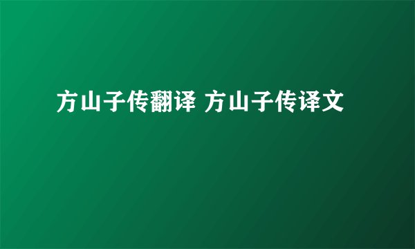 方山子传翻译 方山子传译文