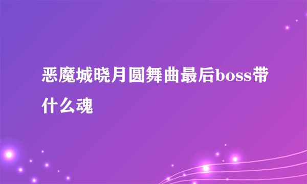 恶魔城晓月圆舞曲最后boss带什么魂