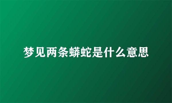 梦见两条蟒蛇是什么意思