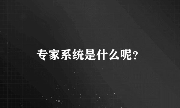 专家系统是什么呢？