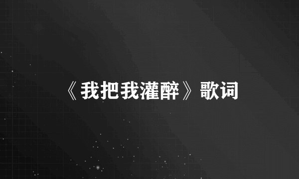 《我把我灌醉》歌词