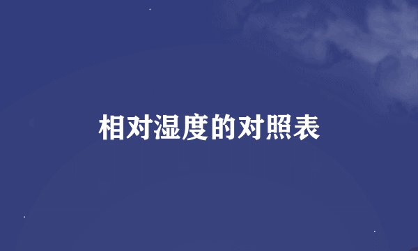 相对湿度的对照表