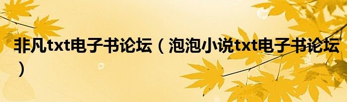 非凡txt电子书论坛泡泡小说txt电子书论坛