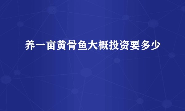 养一亩黄骨鱼大概投资要多少