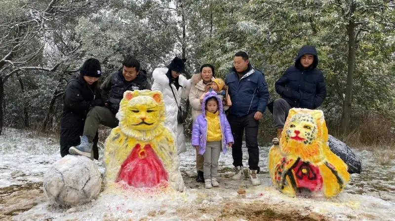 云南四人用时2小时堆出金钱豹雪人，赢得网友怎样的赞许？