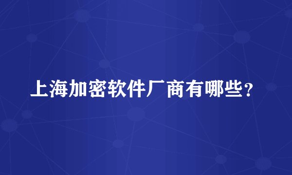 上海加密软件厂商有哪些？