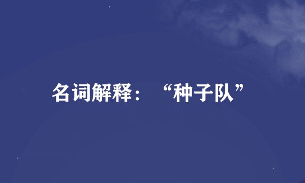 名词解释：“种子队”