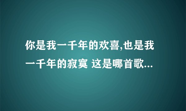 你是我一千年的欢喜,也是我一千年的寂寞 这是哪首歌里的歌词 急