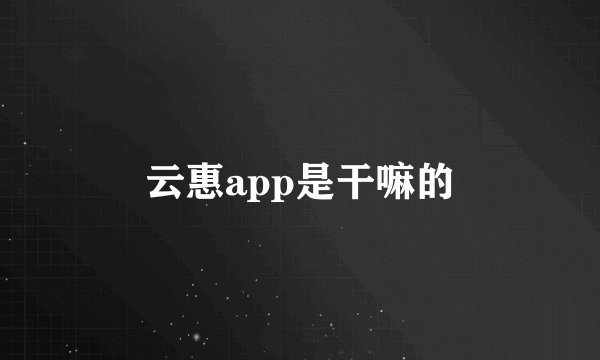 云惠app是干嘛的