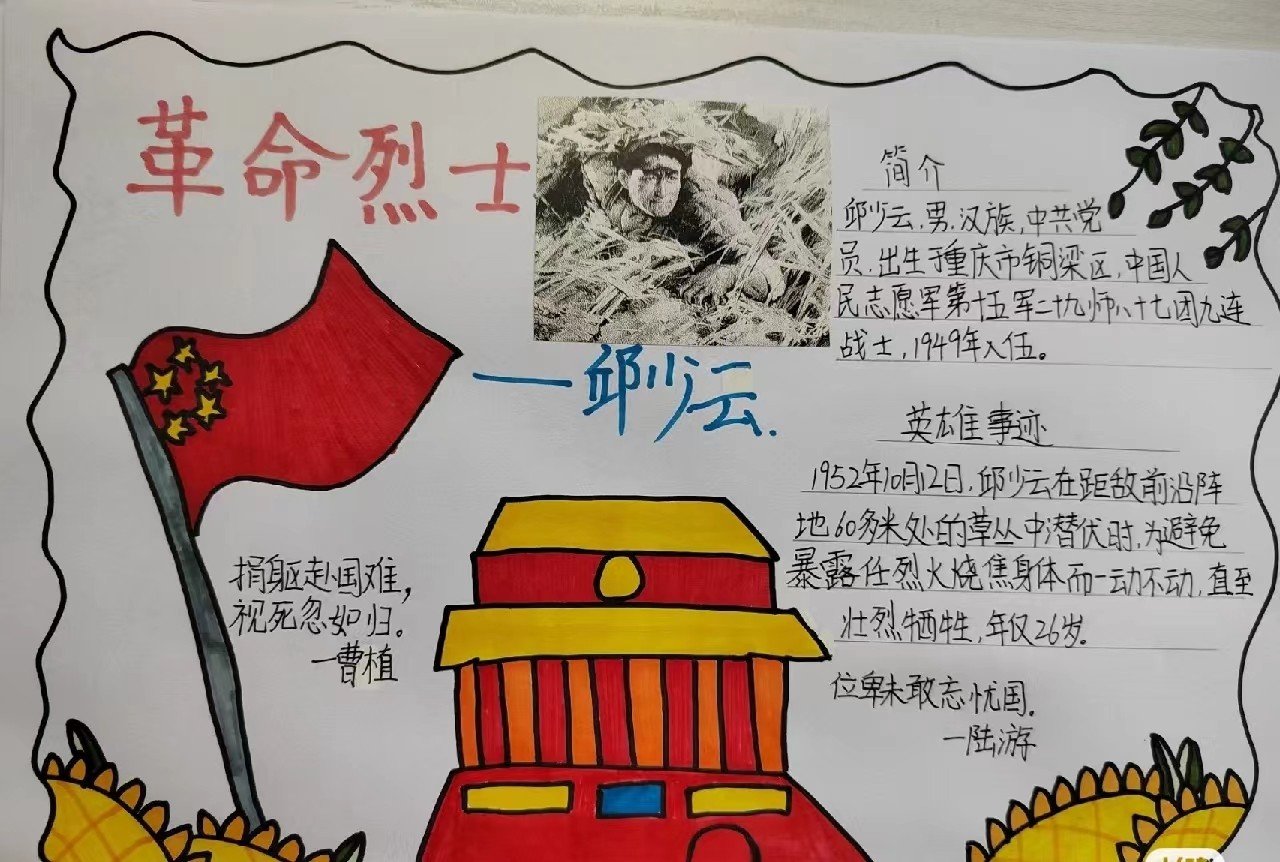 缅怀先烈手抄报内容50字