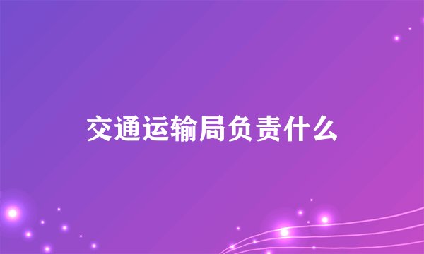 交通运输局负责什么