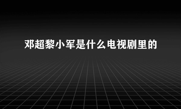 邓超黎小军是什么电视剧里的