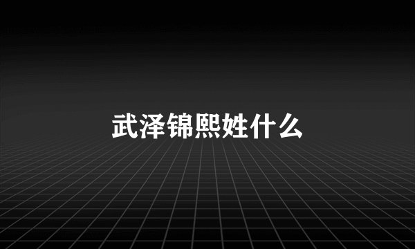 武泽锦熙姓什么