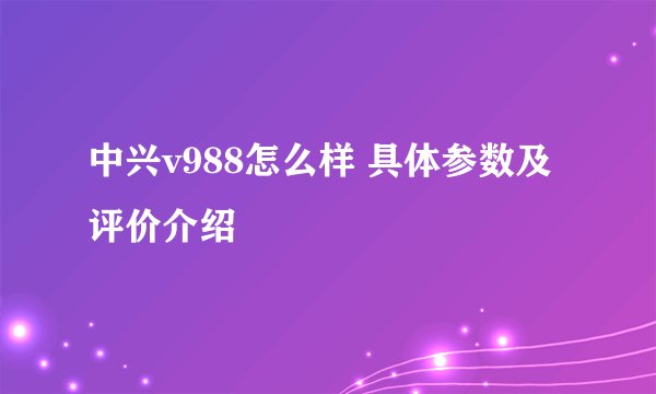 中兴v988怎么样 具体参数及评价介绍