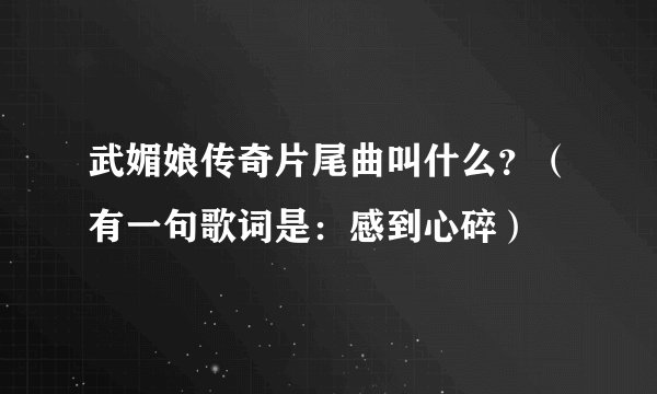 武媚娘传奇片尾曲叫什么？（有一句歌词是：感到心碎）