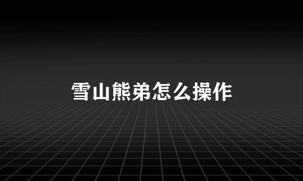 雪山熊弟怎么操作