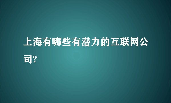 上海有哪些有潜力的互联网公司?