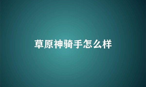 草原神骑手怎么样