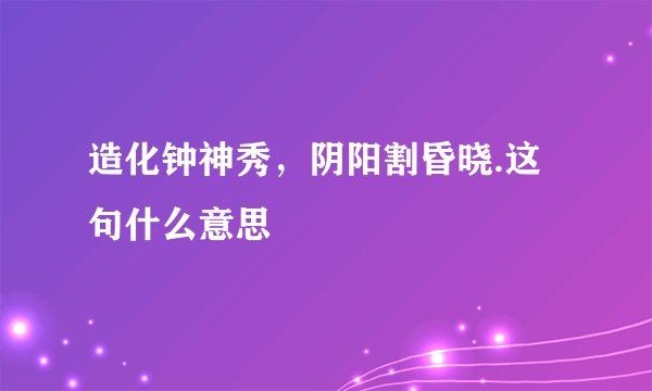 造化钟神秀，阴阳割昏晓.这句什么意思