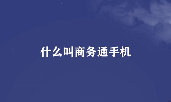 什么叫商务通手机