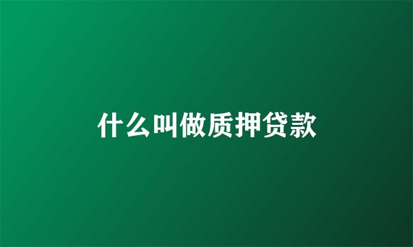 什么叫做质押贷款