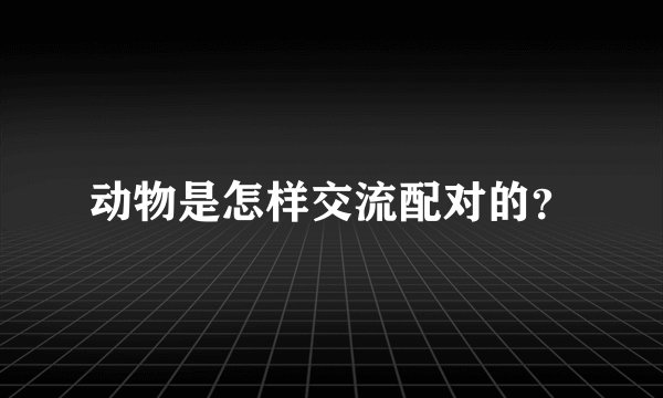 动物是怎样交流配对的？