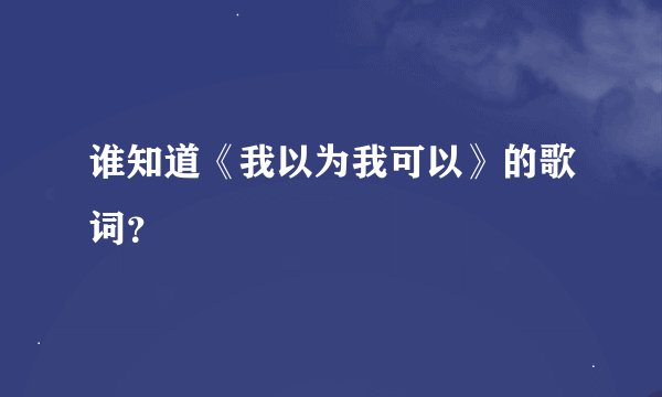 谁知道《我以为我可以》的歌词？