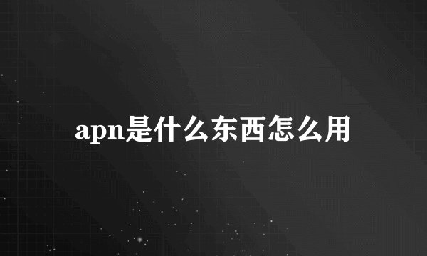 apn是什么东西怎么用