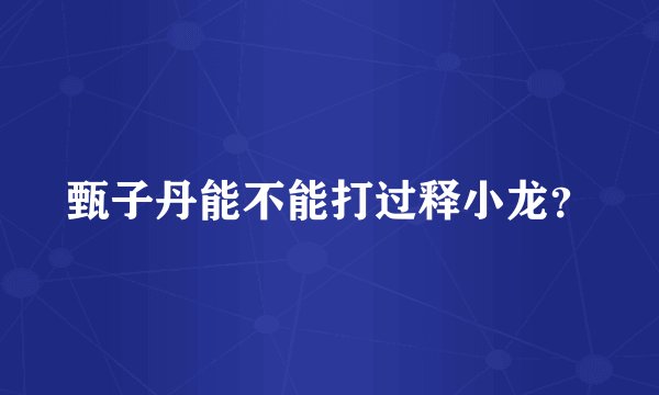 甄子丹能不能打过释小龙？