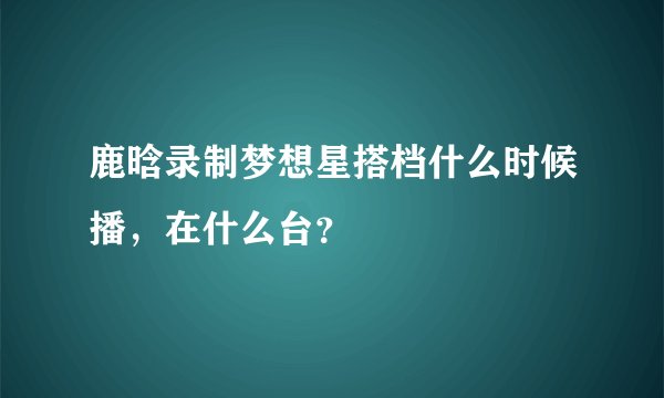 鹿晗录制梦想星搭档什么时候播，在什么台？