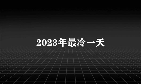 2023年最冷一天