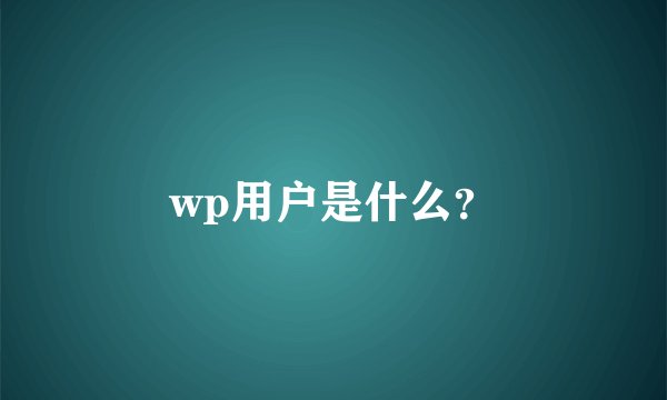 wp用户是什么？