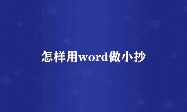 怎样用word做小抄