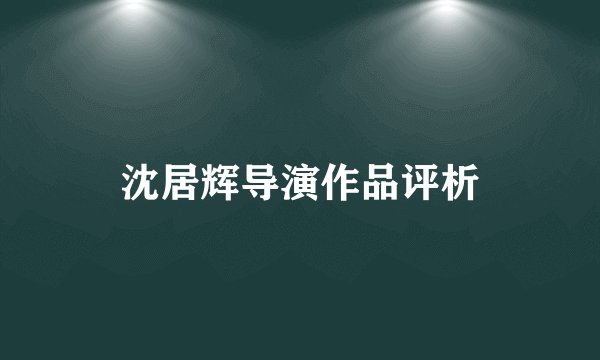 沈居辉导演作品评析