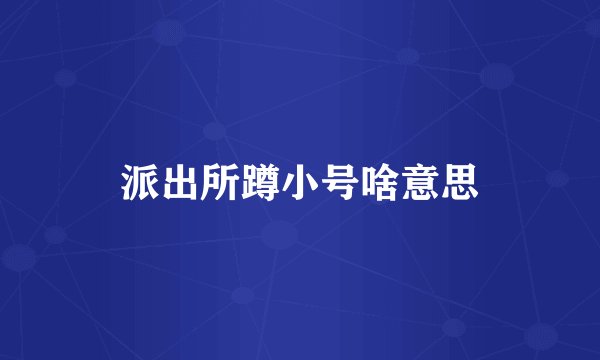 派出所蹲小号啥意思